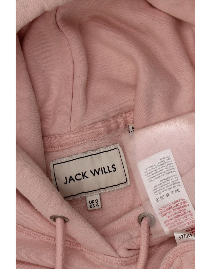 JACK WILLS Jersey con capucha gráfico para mujer UK 8 Small Pink Cotton