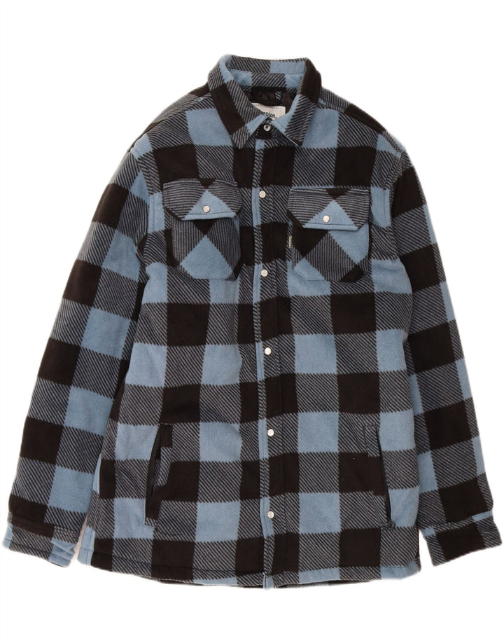 VINTAGE Mens Fleece Lumberjack Shirt Large Blue Check Polyester Vintage Vintage and Second-Hand Vintage from Messina Hembry 