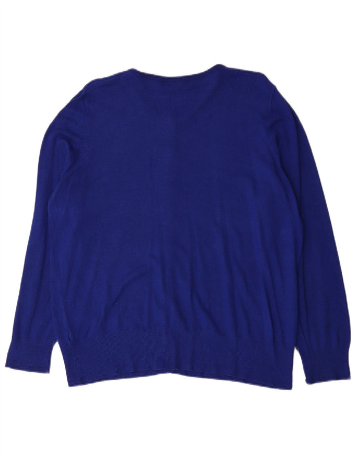 Marks & Spencer Suéter tipo cárdigan para mujer UK 46 Viscosa azul grande