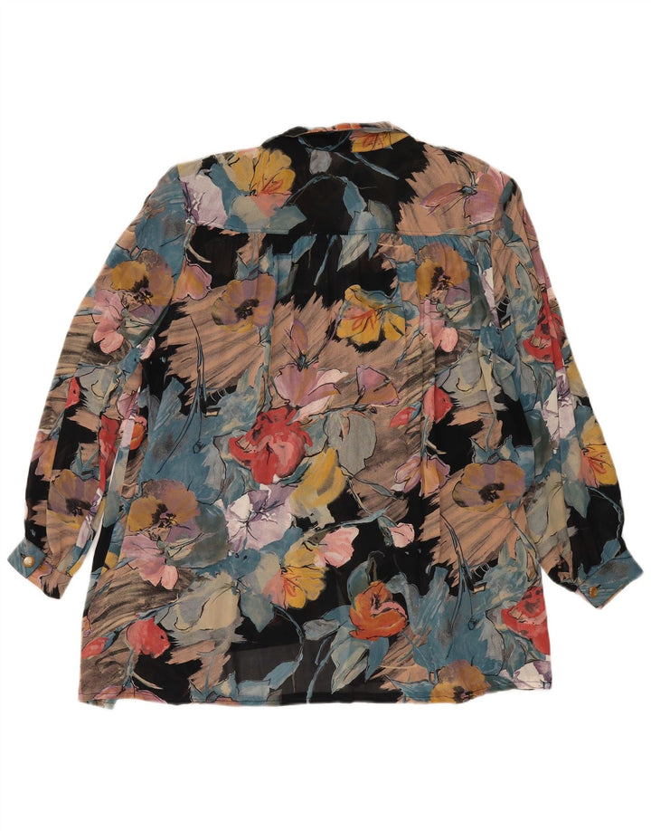 VINTAGE Blusa camisa mujer IT 46 Grande multicolor floral