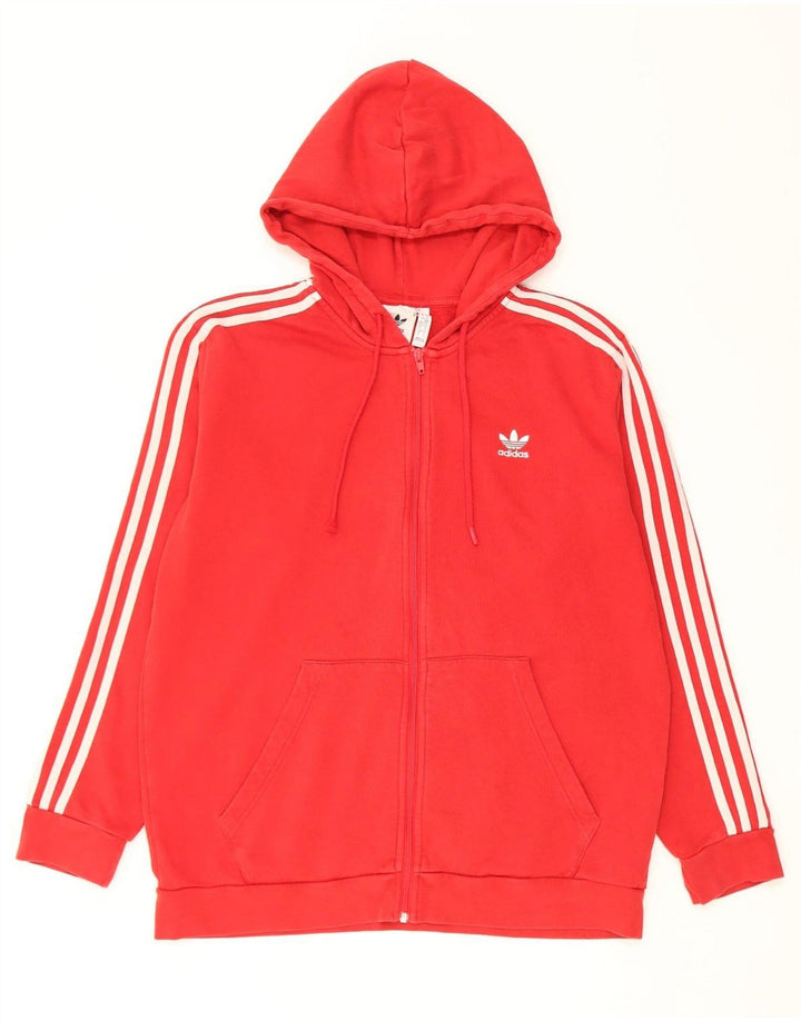 Adidas - Sudadera con capucha y cremallera para hombre, tamaño grande, algodón rojo