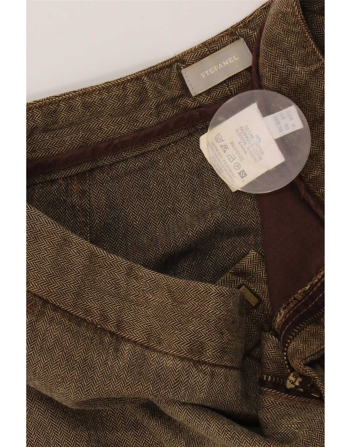 Stefanel Pantalones cortos para mujer EU 36 Small W28 L21 Marrón Herringbone