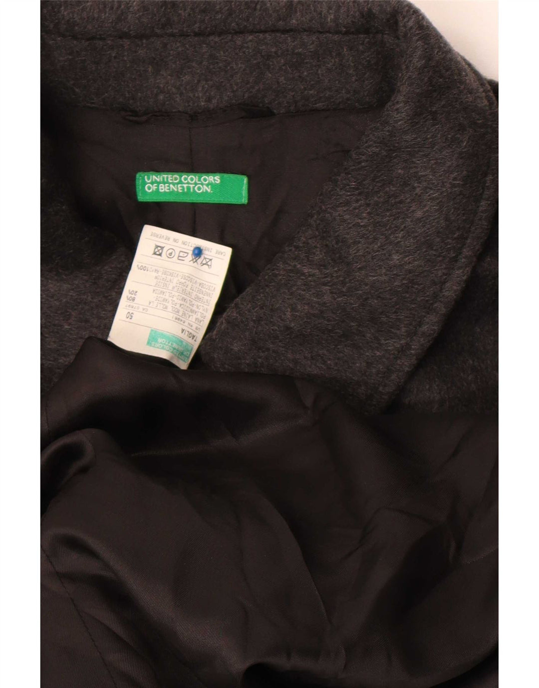 Abrigo Benetton Hombre IT 50 Grande Lana Gris