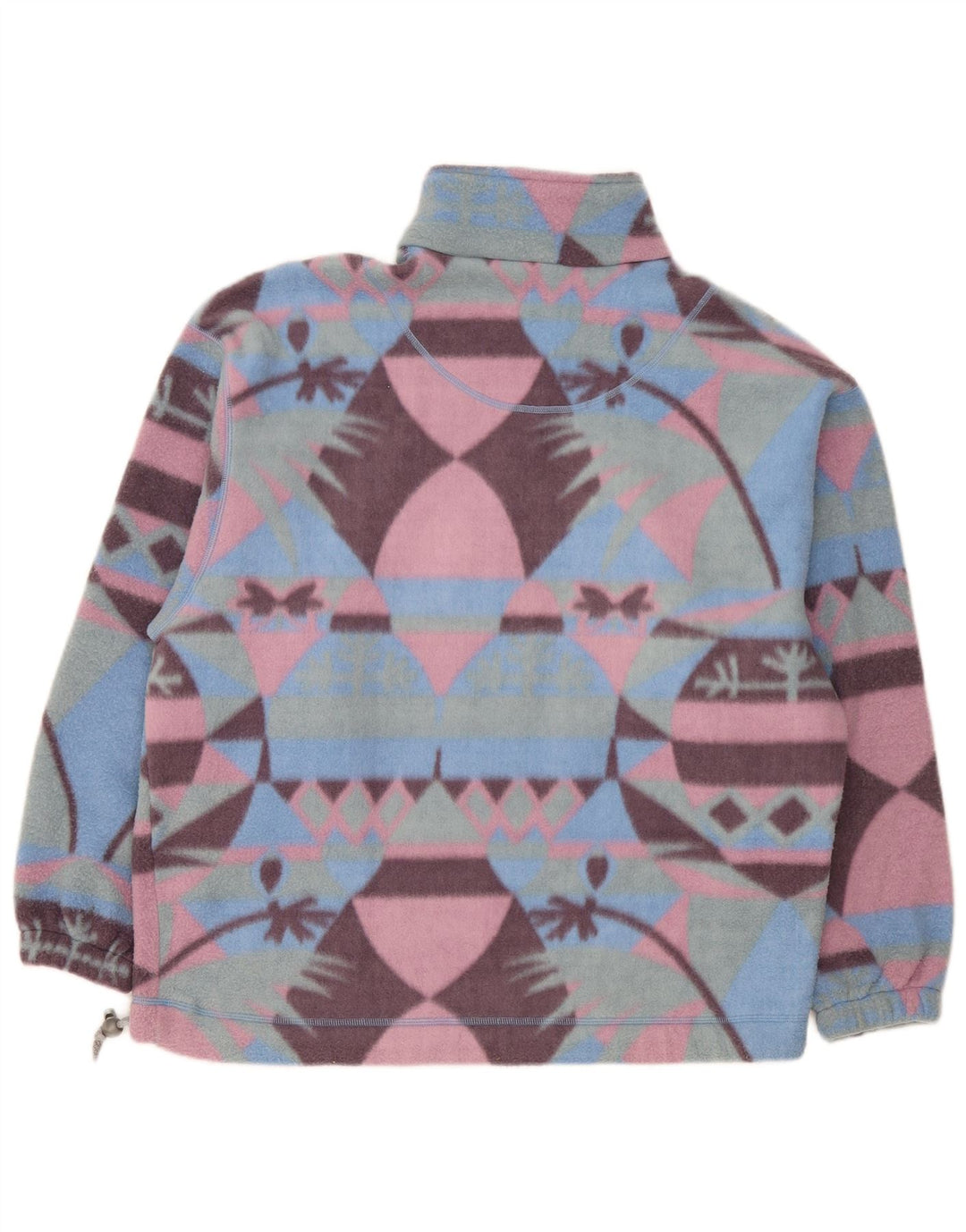 Vintage hombres zip cuello polar jumper grande multicolor Fair Isle