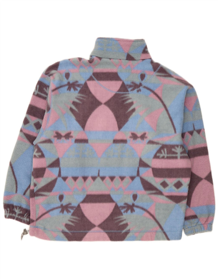 Vintage hombres zip cuello polar jumper grande multicolor Fair Isle