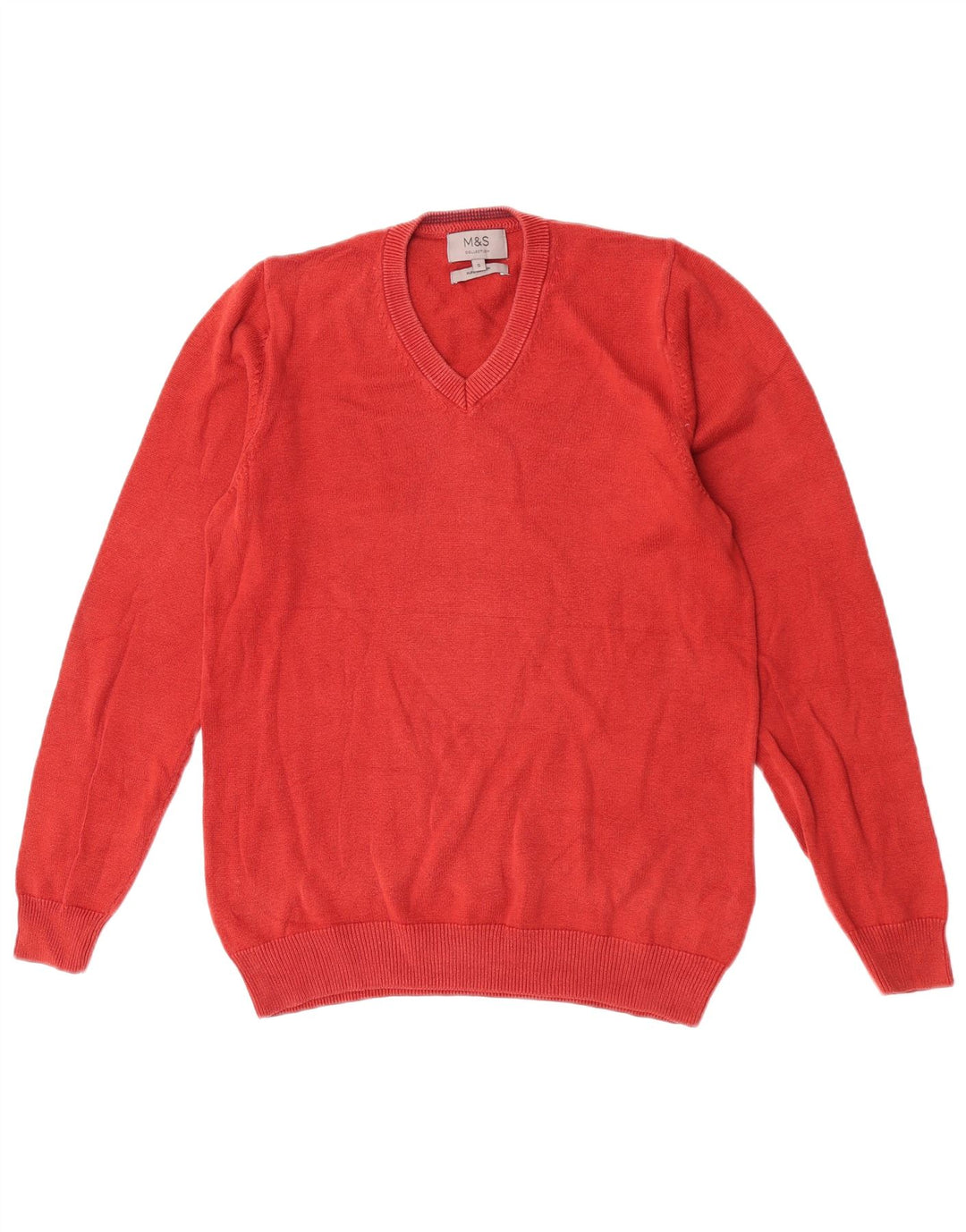 Marks & Spencer Suéter con Cuello en V para Hombre Pequeño Algodón Naranja