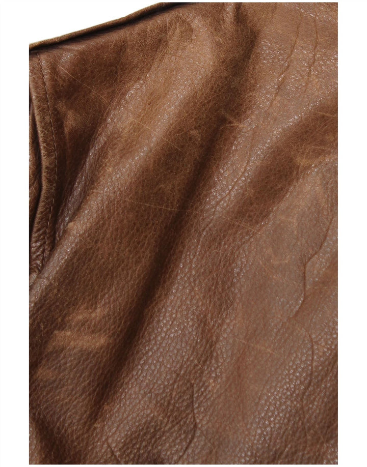 La Matta Chaqueta Bomber De Cuero Para Hombre IT 50 Grande Cuero Marrón