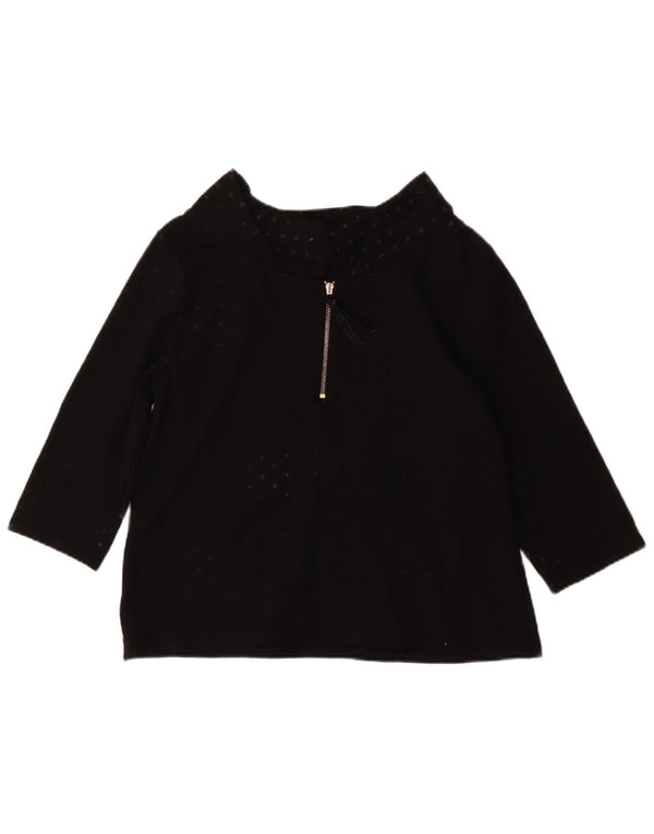 Laura Ashley Blusa corta de manga 3/4 para mujer UK 44 Grande Negro manchado