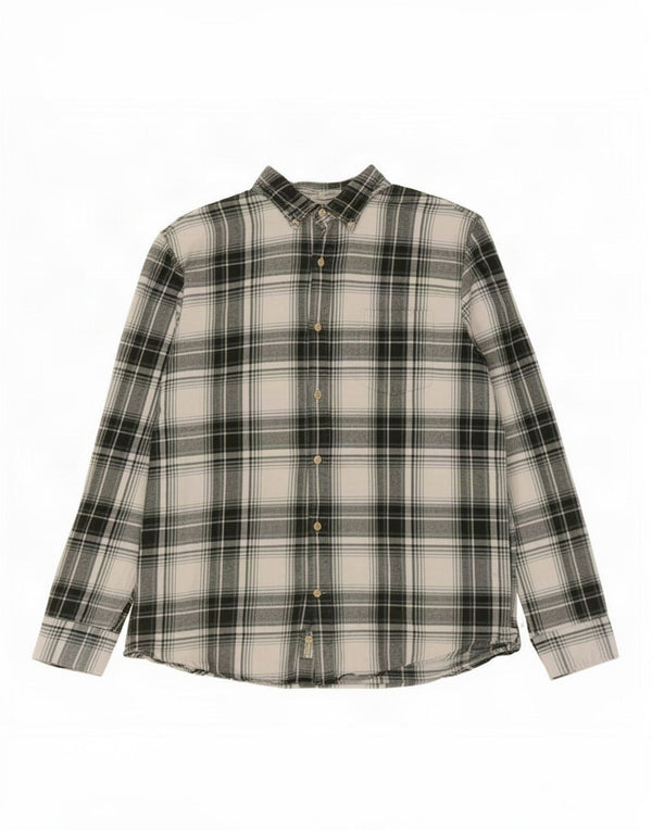 John Lewis Camisa de franela ajustada para hombre, talla 2XL, algodón a cuadros verdes