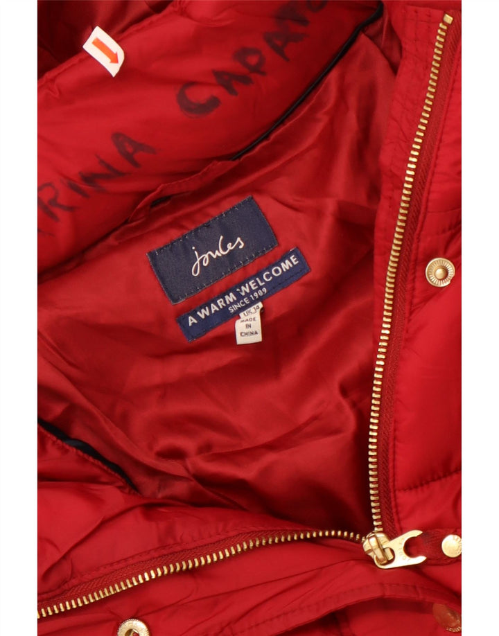 Abrigo acolchado con capucha para mujer Joules UK 44 Large Poliamida roja