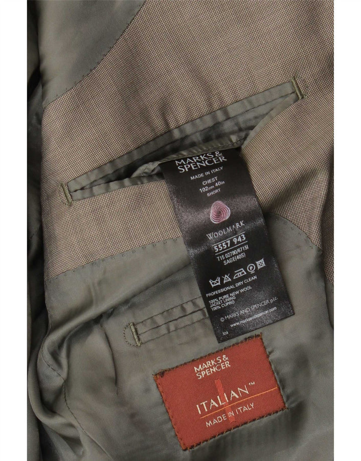 Marks & Spencer Chaqueta tipo blazer de 3 botones para hombre UK 40 Medium Khaki New Wool