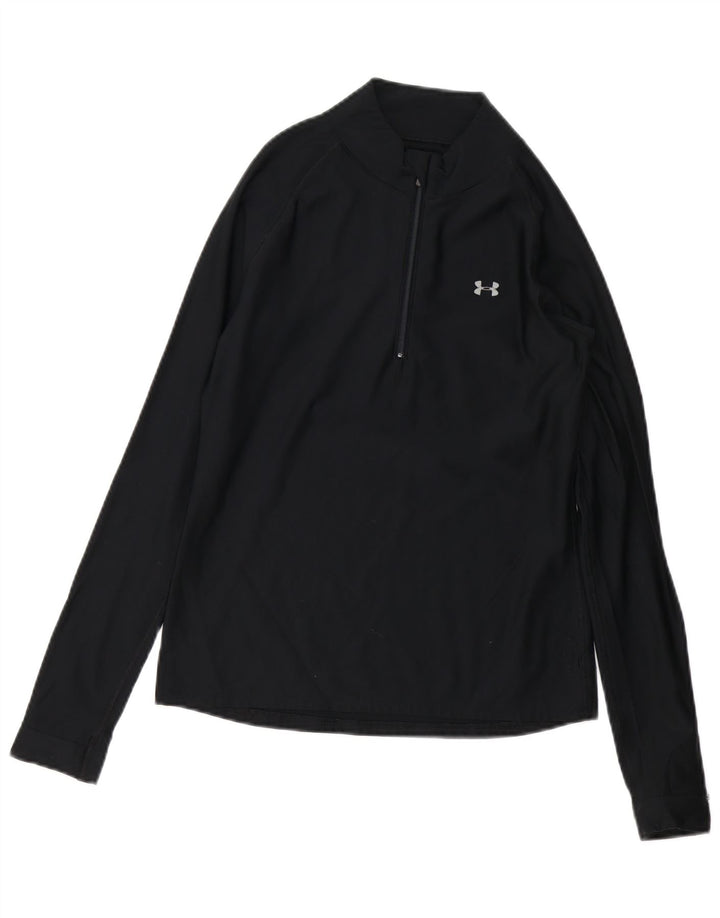 UNDER ARMOUR Top de chándal con cuello y cremallera para mujer UK 10 Small Black
