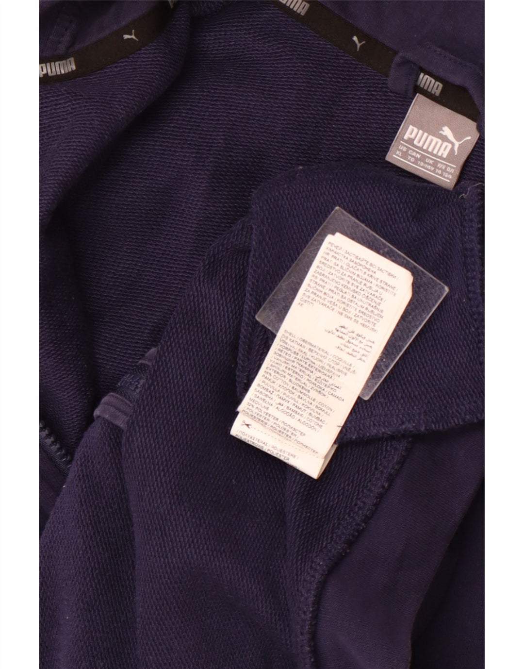 PUMA Sudadera con capucha y cremallera gráfica para niños 13-14 años Algodón azul marino