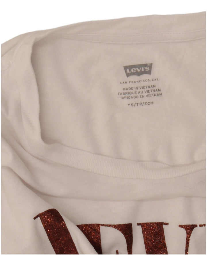 LEVI'S Camiseta gráfica para mujer Top UK 10 Small White
