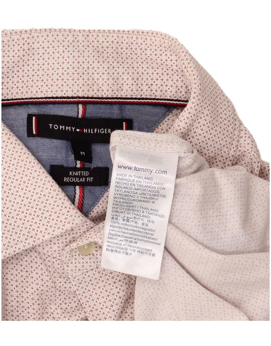 Tommy Hilfiger Camisa Regular Fit De Algodón Geométrico Blanco Roto Medio Para Hombre