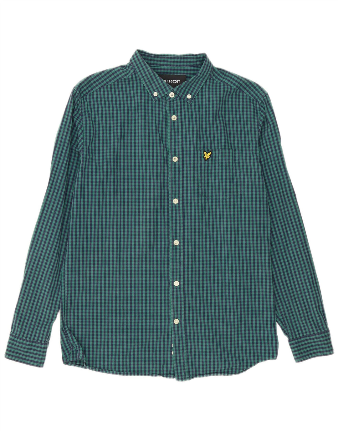 LYLE & SCOTT Camisa slim fit para hombre de algodón a cuadros verde grande