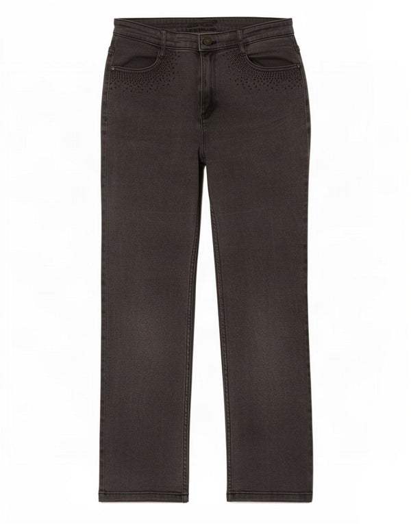 Marks & Spencer Vaqueros rectos para mujer UK 12 Medium W30 L29 Algodón gris