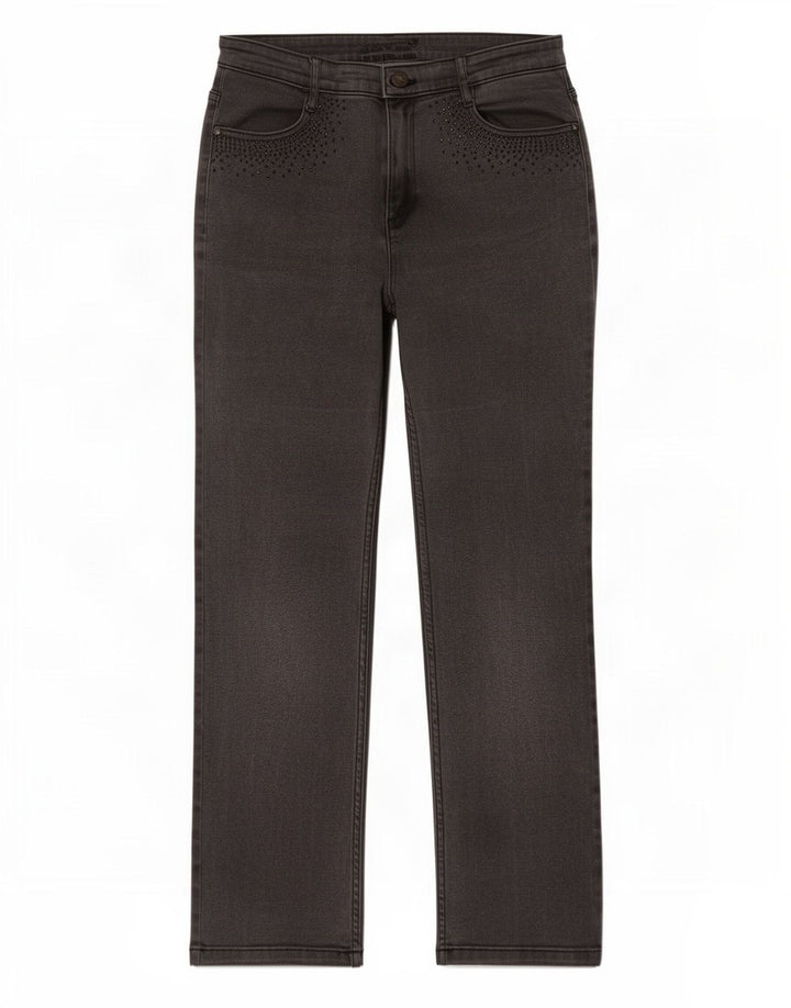 Marks & Spencer Vaqueros rectos para mujer UK 12 Medium W30 L29 Algodón gris