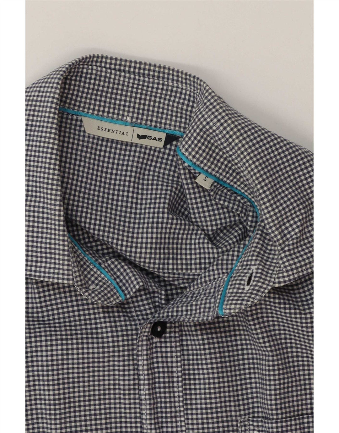 Camisa Gas Hombre Pequeña Algodón Vichy Azul Marino