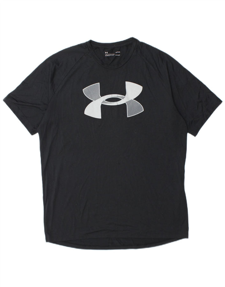 UNDER ARMOUR Camiseta gráfica Heat Gear para hombre Top grande de poliéster negro