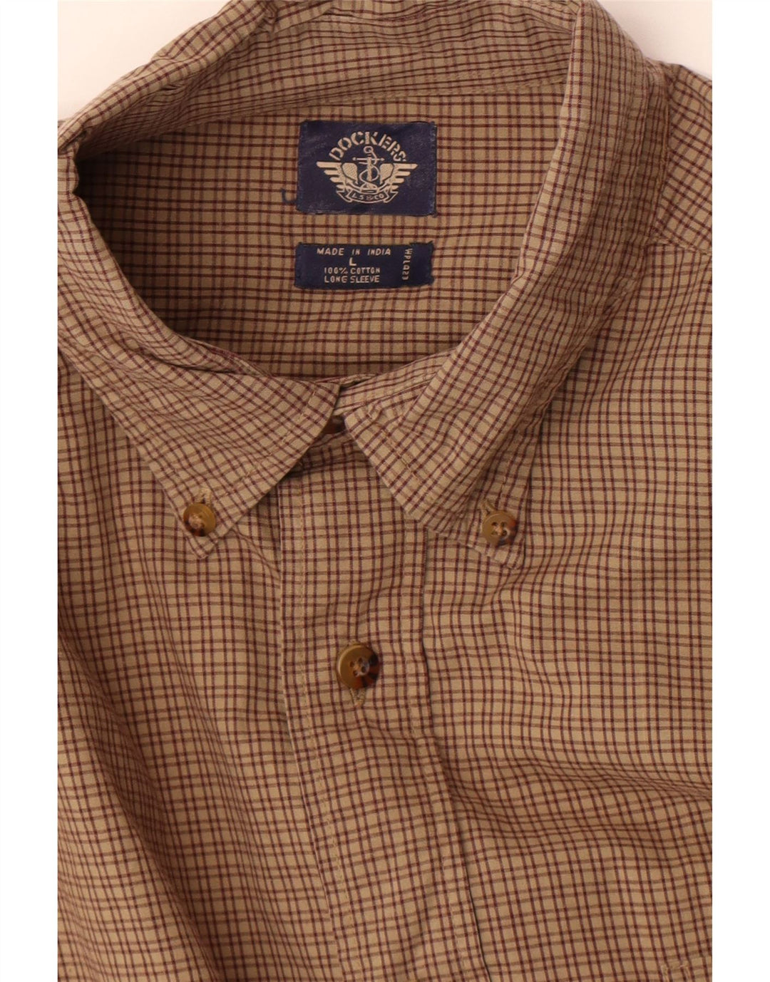 Camisa Dockers Hombre Grande Marrón Cuadros Algodón