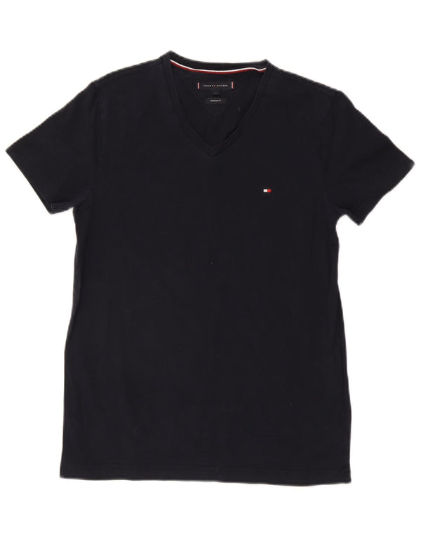 Tommy Hilfiger Camiseta gráfica extra delgada para hombre Top pequeño de algodón azul marino
