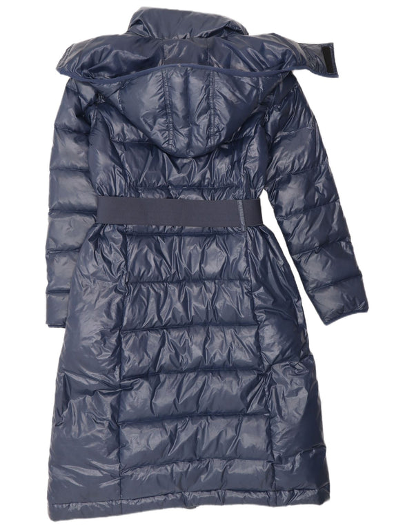 Benetton Mujer Abrigo Acolchado Con Capucha IT 42 Medium Azul Marino Poliamida