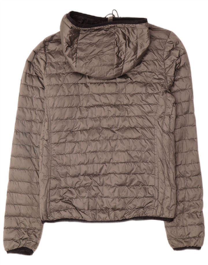 SUPERDRY Chaqueta acolchada con capucha para mujer UK 40 Small Grey Nylon
