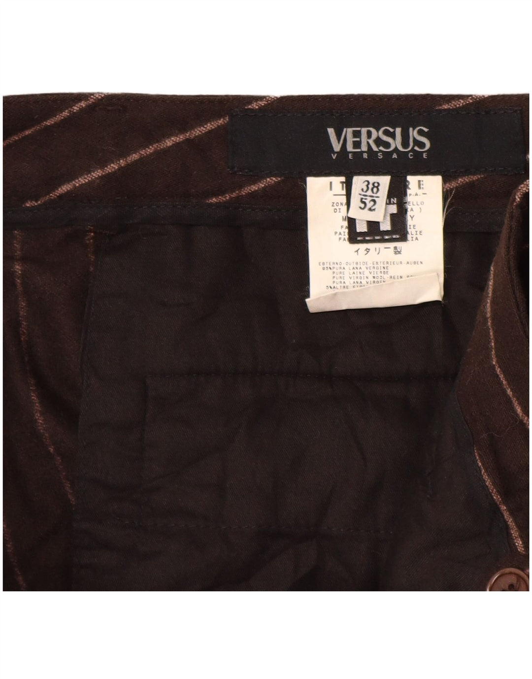 VERSACE Mujer Versus Pantalones Casual IT 52 2XL W38 L29 Marrón Rayas