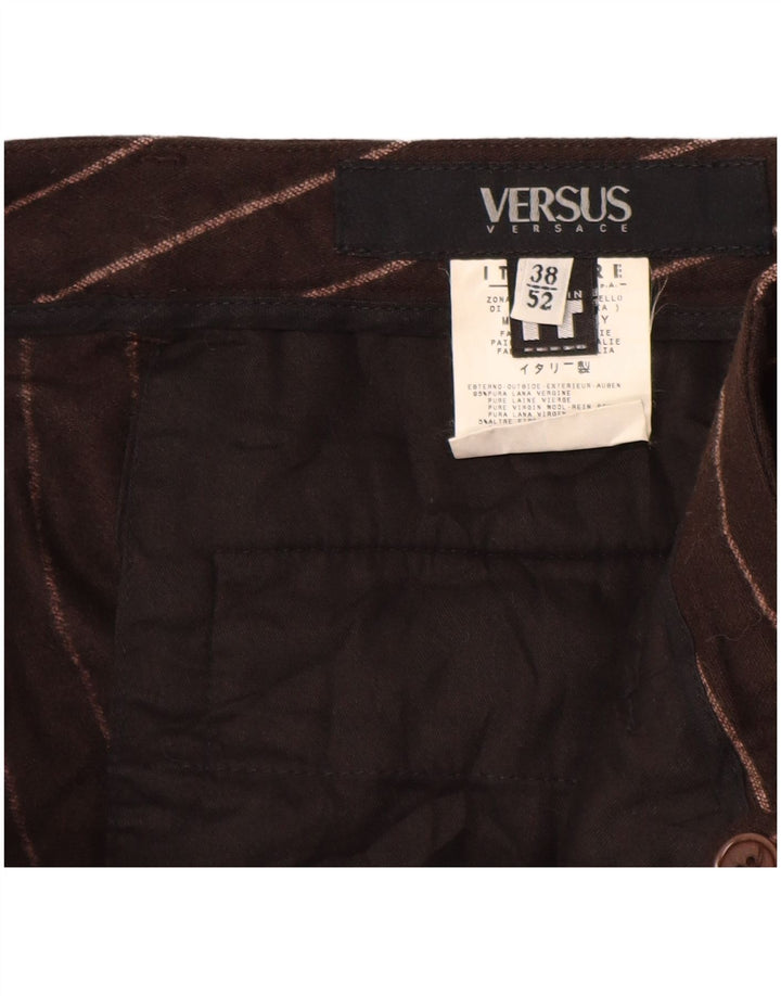 VERSACE Mujer Versus Pantalones Casual IT 52 2XL W38 L29 Marrón Rayas
