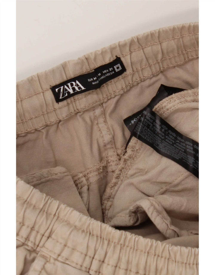 Zara Hombre Joggers Pantalón Cargo Mediano W31 L27 Algodón Gris