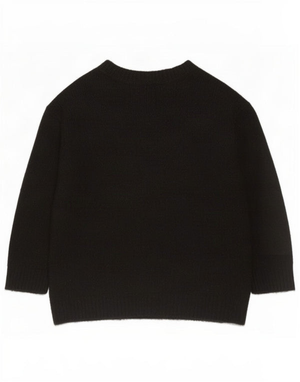Zara Womens Relaxed Fit Crew Neck Jumper Sweater UK 14 Medium Black Acrylic