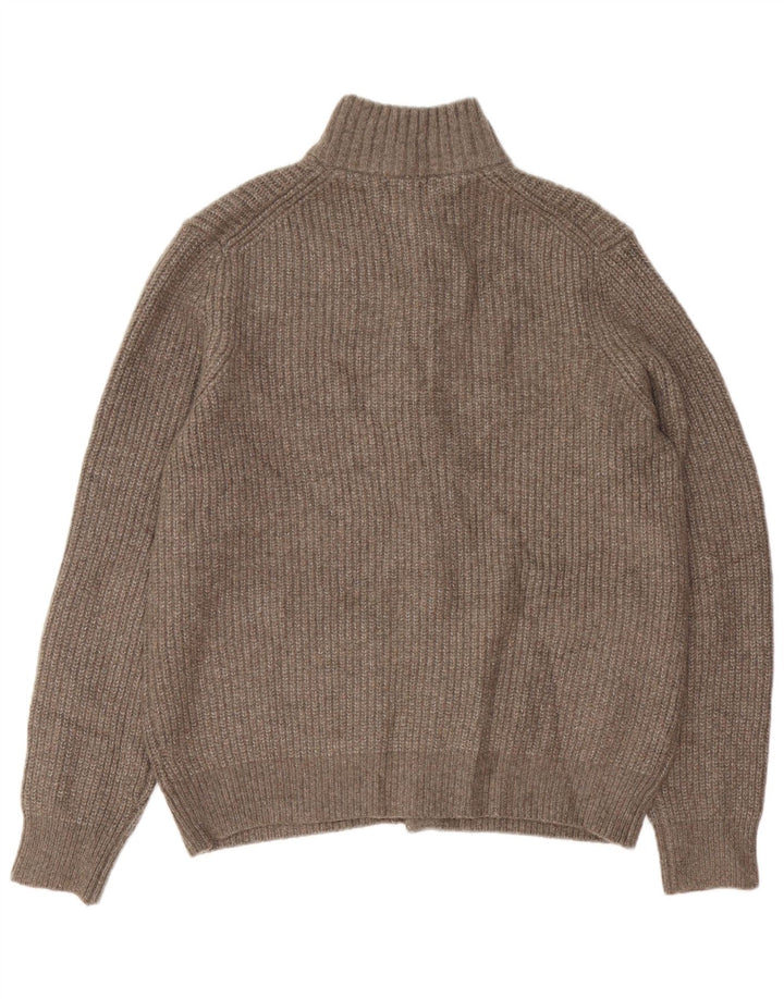 Marks & Spencer Suéter tipo cárdigan para hombre de lana moteada marrón grande