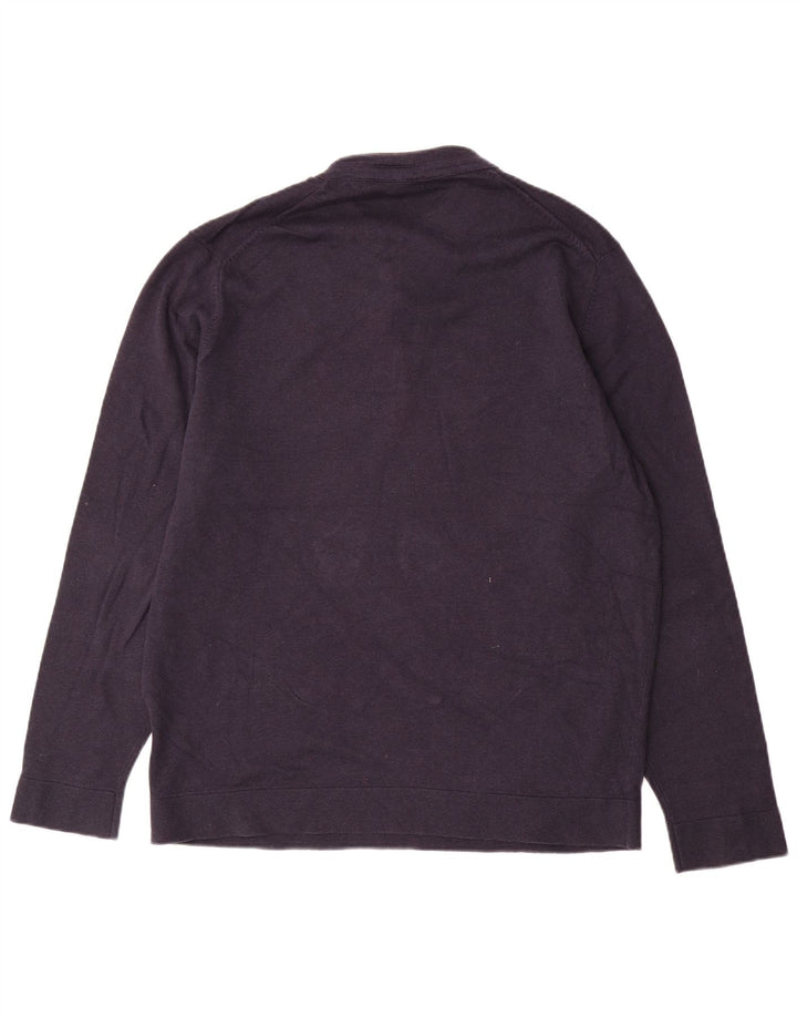 Massimo Dutti Jersey Hombre con Cuello Botones XL Azul Marino Algodón