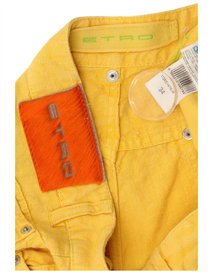 Pantalones Casuales Rectos Para Hombre Etro W34 L30 Lino Amarillo