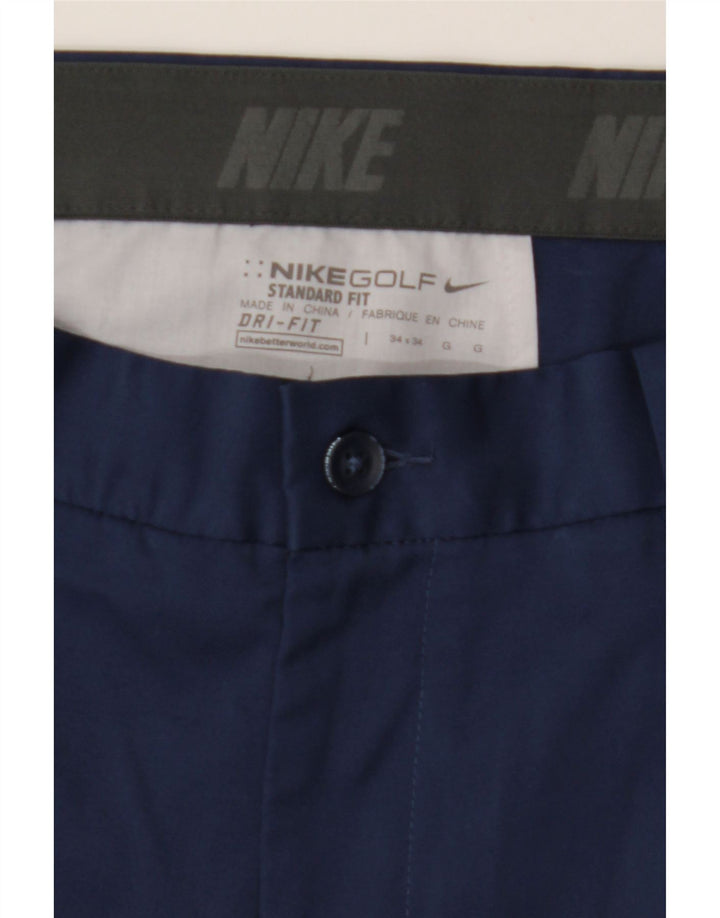 NIKE Pantalón casual Dri Fit para hombre, ajuste estándar, W34 L34, poliéster azul marino