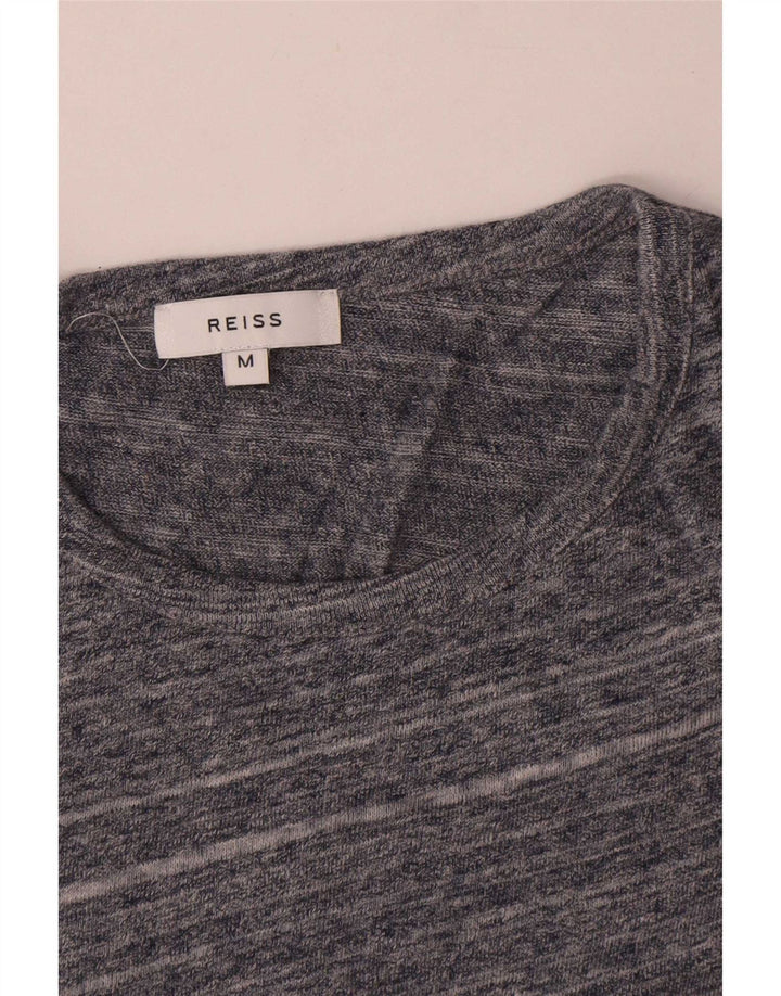 Camiseta Reiss para hombre Top de algodón a rayas gris medio