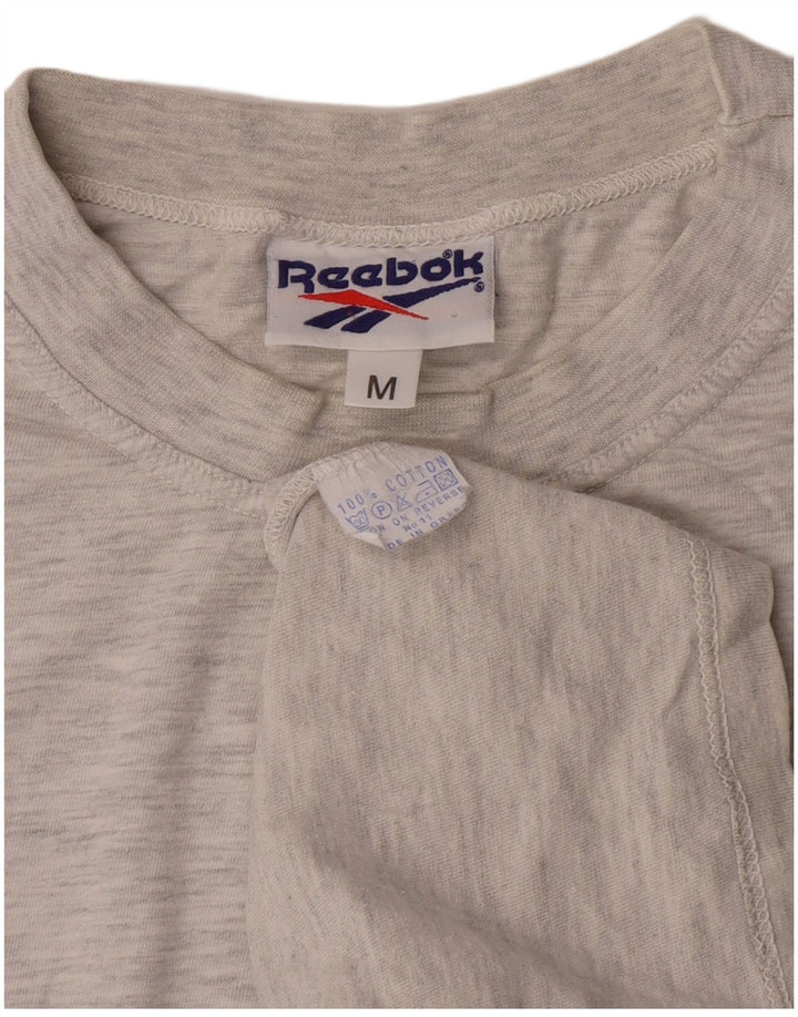 Reebok Camiseta gráfica para hombre Top de algodón moteado gris medio