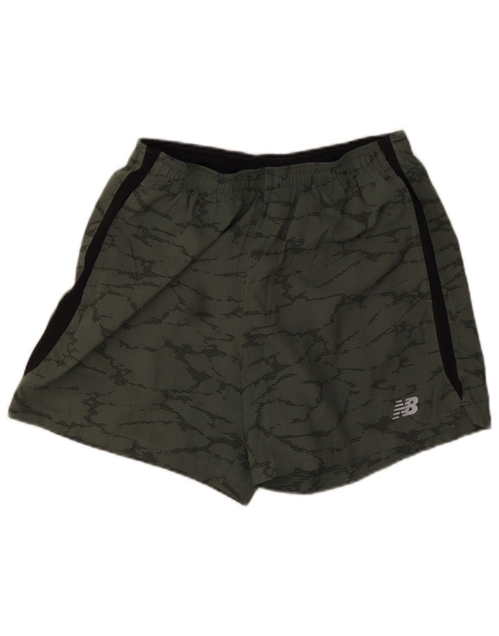 New Balance Pantalones cortos deportivos para hombre poliéster de camuflaje caqui medio