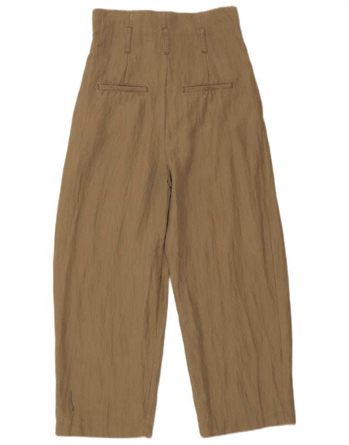 Zara Mujer Pantalones Cortos Pegged Pequeños W26 L24 Caqui
