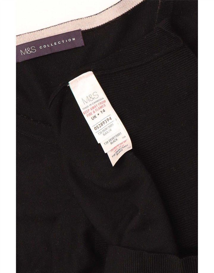 Marks & Spencer Suéter tipo cárdigan para mujer UK 44 Viscosa negra mediana