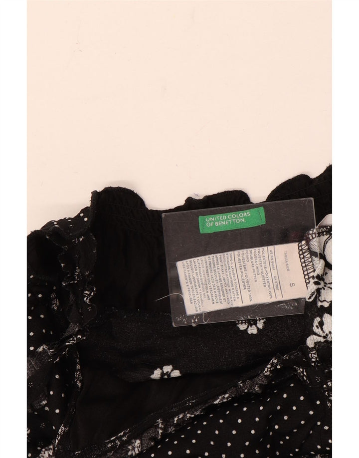 Benetton Top Camisola Mujer ES 40 Pequeño Poliéster Negro Floral
