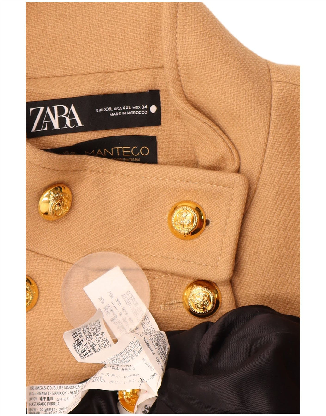 Zara Mujer Chaquetón UK 40 2XL Lana Beige