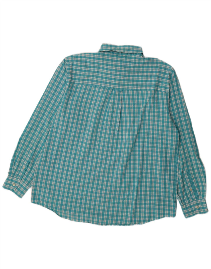 Chaps Camisa de fácil cuidado para hombre de algodón a cuadros azul grande