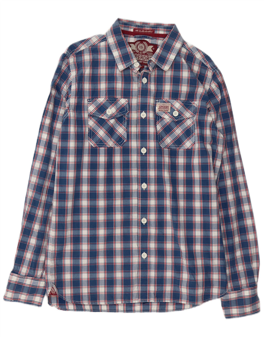 Camisa Superdry para hombre de algodón a cuadros azules grandes