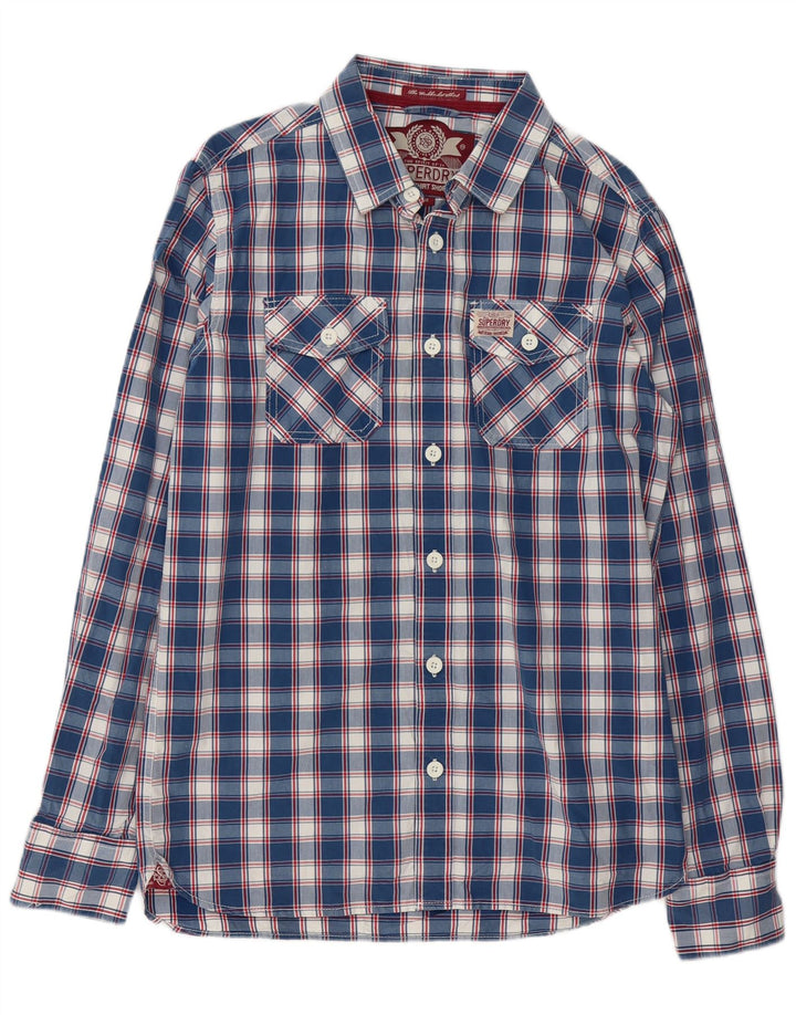 Camisa Superdry para hombre de algodón a cuadros azules grandes