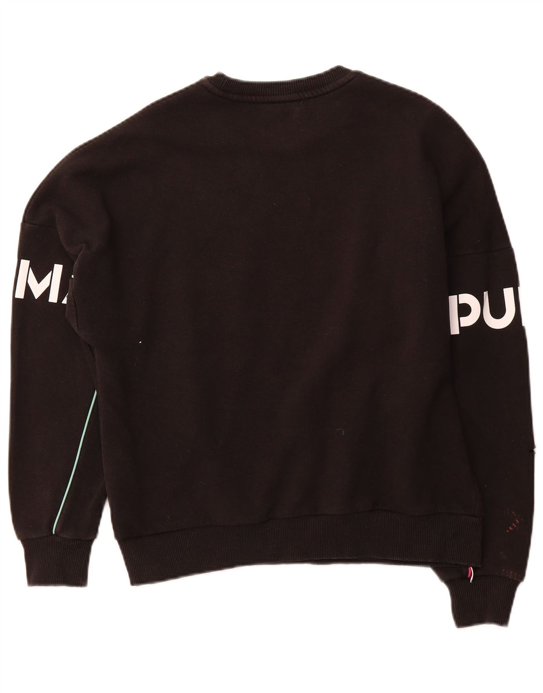PUMA Womens Oversized Graphic Sweatshirt Jumper UK 10 Small  Black Cotton