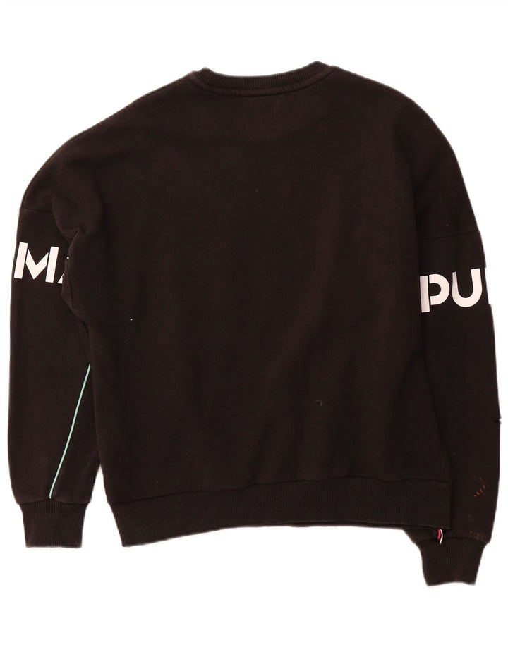 PUMA Womens Oversized Graphic Sweatshirt Jumper UK 10 Small  Black Cotton
