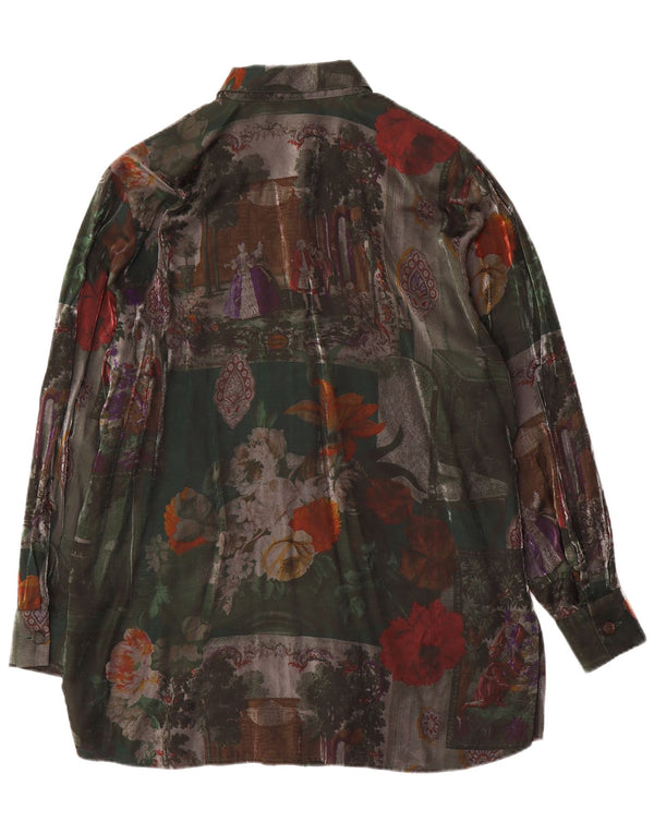 Schmeinck Blusa tipo camisa larga extragrande para mujer UK 40 XL Verde floral