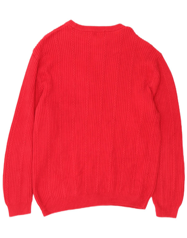 Chaps - Jersey de cuello redondo para hombre, talla grande, algodón rojo
